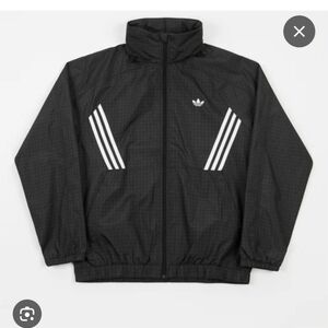 Adidas Men's Black Windbreaker with White Stripes Mens Size XL